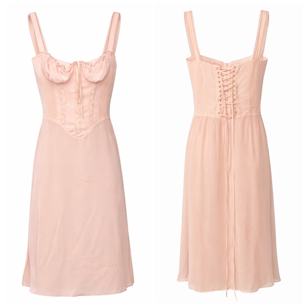 House of CB London Pink Corset Lace Up Midi Dress‎ Size L